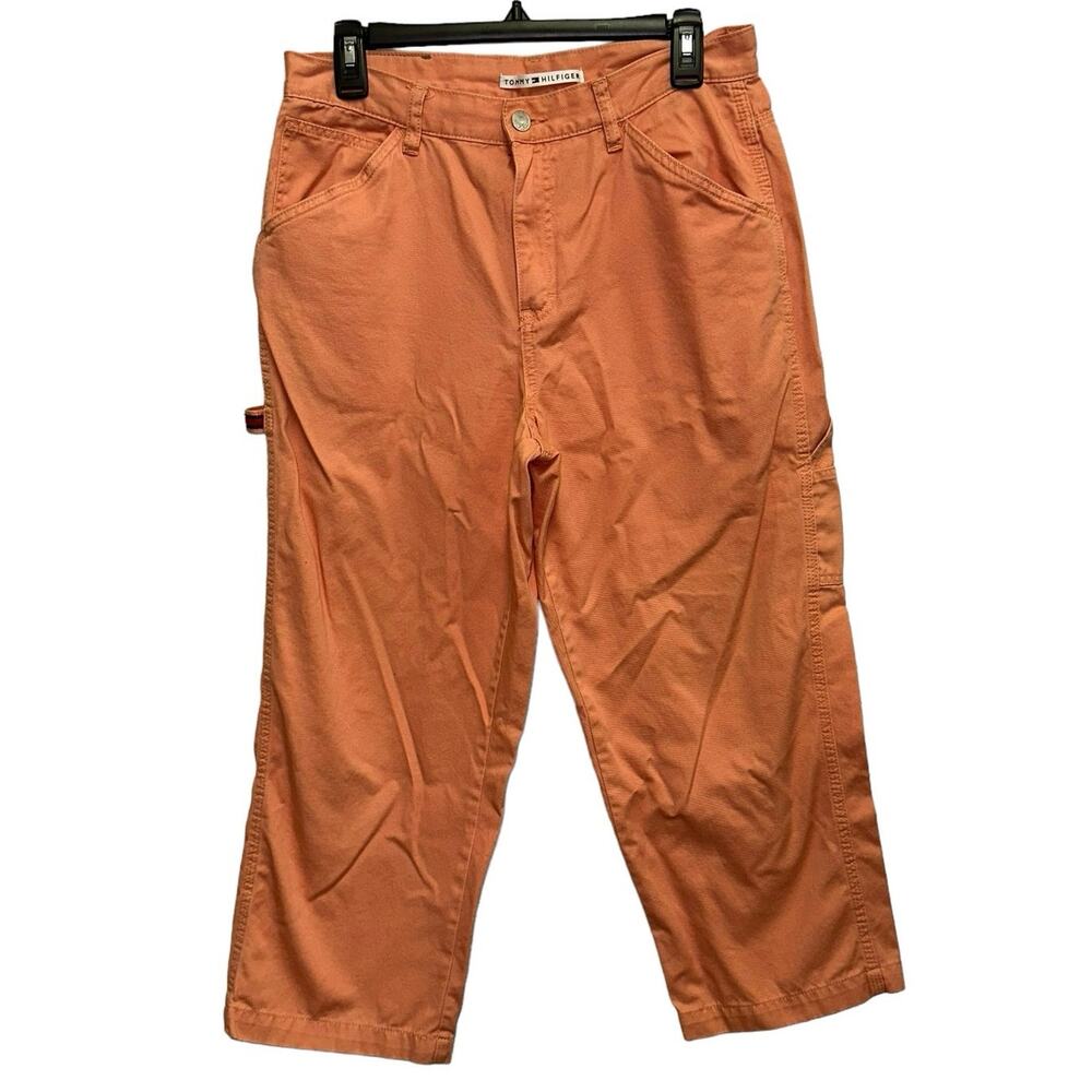 Tommy Hilfiger Vintage Cargo Pants Salmon Orange Cropped Size 10